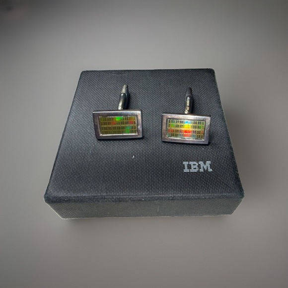 Vintage IBM Computer Chip Cufflinks 925 Sterling Silver Tech Geek Microchip Pair